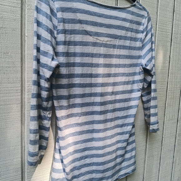 LRL Women's Blue and White Striped Long Sleeve Tee Shirt in Casual Fit - Picture 7 of 8